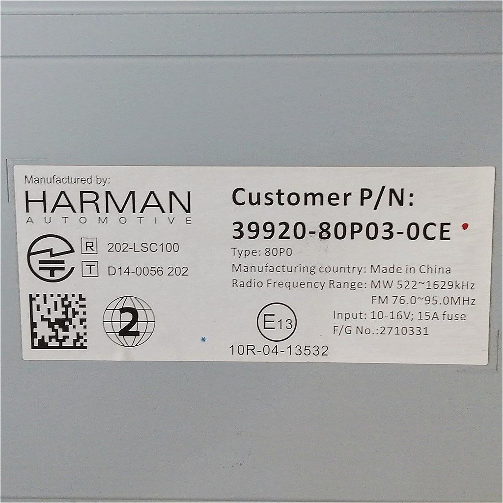 スズキ純正 HARMAN 39920-80P03-0CE 純正オプションメモリーナビ