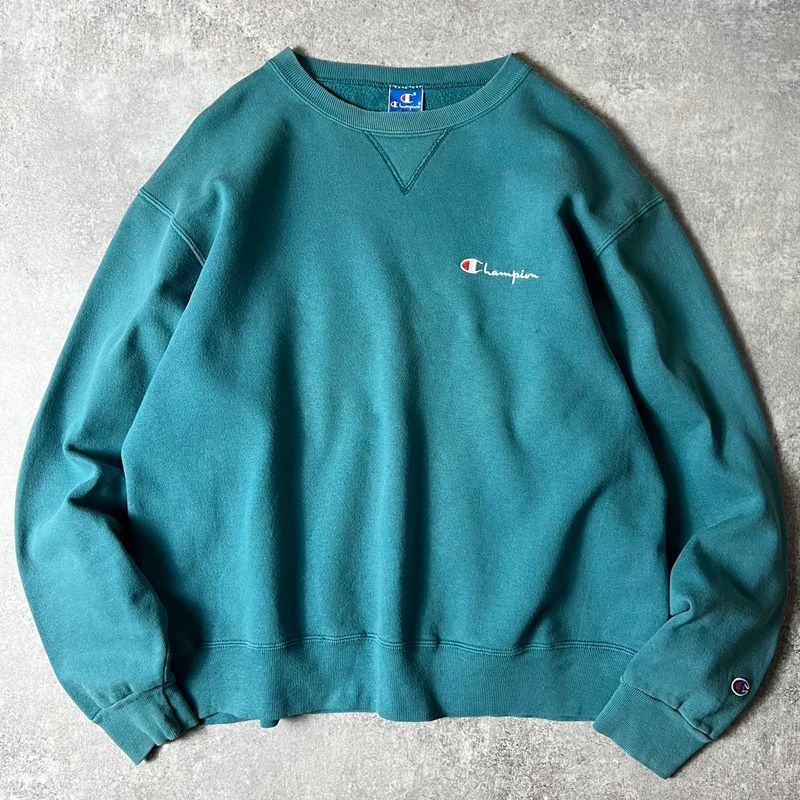 90s USA製 Champion ロゴ刺繍 前V スウェット トレーナー XL