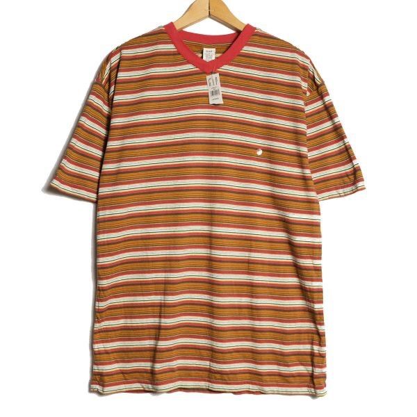 デッドストック 90´s USA製 ギャップ GAP ボーダー Vネック コットン Tシャツ 半袖 (L) 90年代 アメリカ製 旧タグ オールド 白タグ未使用品　アメリカ古着 USED  ビンテージ ヴィンテージ