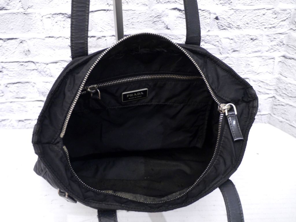 美品◇PRADA プラダ ユニセックス ナイロンxレザー切替 トート ハンド 