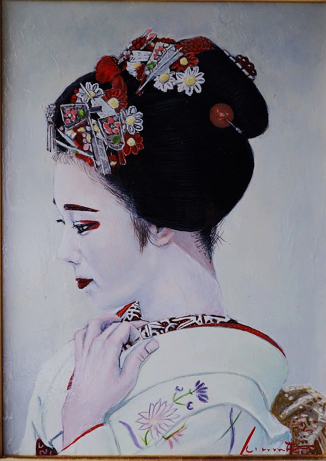 『をみなえし』　油彩肉筆画 をみなえし』油彩肉筆画