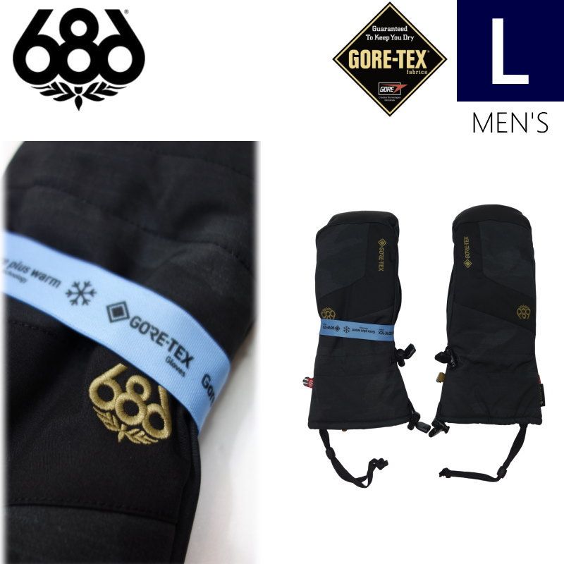 【 大感謝セール】 LINEAR GORE-TEX 686 即納】○23-24 MITTEN L CAMO カラー:BLACK その他
