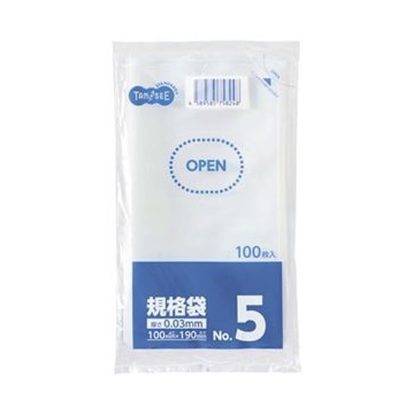 （まとめ）TANOSEE 規格袋 5号0.03×100×190mm 1セット（1000枚：100枚×10パック）