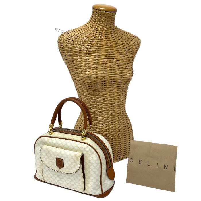 セリーヌ CELINE ハンドバッグ レザー PVC マカダム M95 ゴールド金具