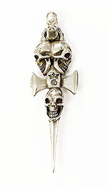 ガボラトリー ガボール Gaboratory Gabor Triple Skull Dagger Pendant トリプル スカル ダガー ペンダント ネックレストップ シルバー ブランド古着ベクトル AA ▲ 250615