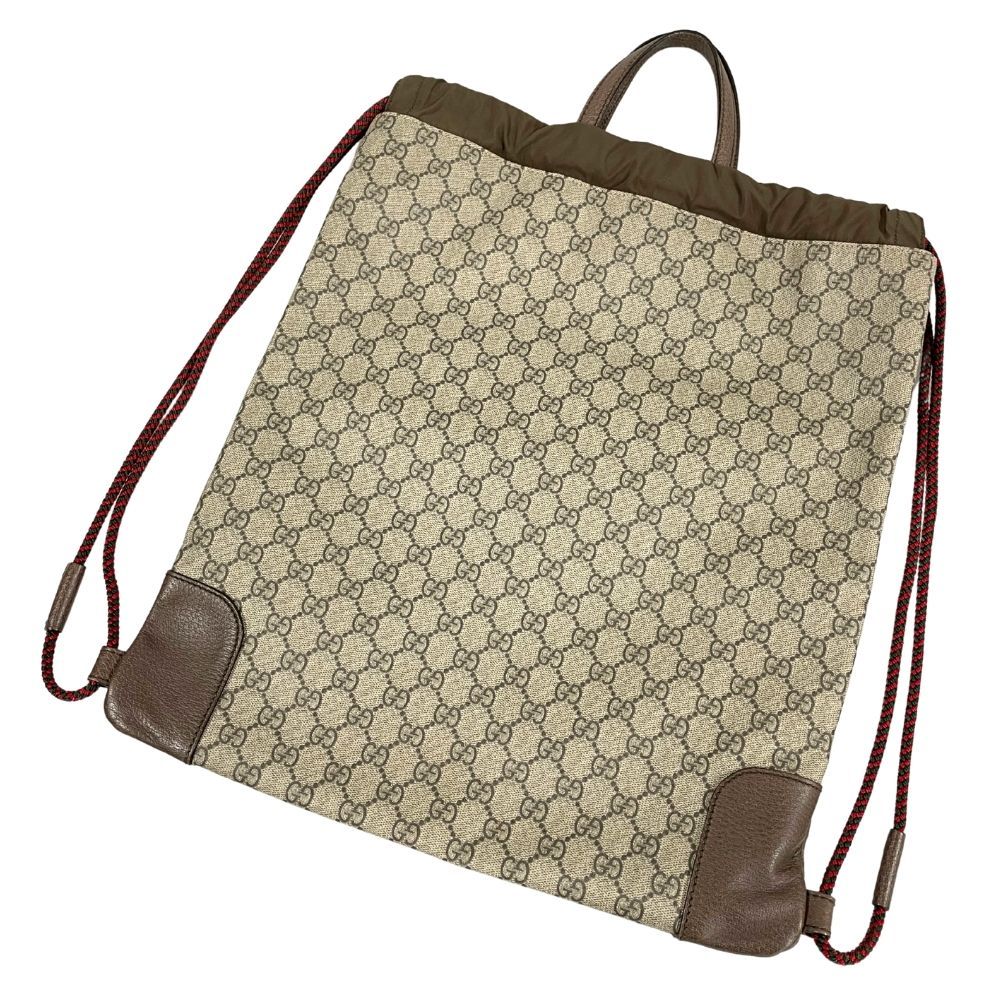 GUCCI GGスプリーム ドローストリングバッグ リュック 美品 正規品 グッチ/リュックサック/GGスプリーム ドローストリング タイガーヘッド