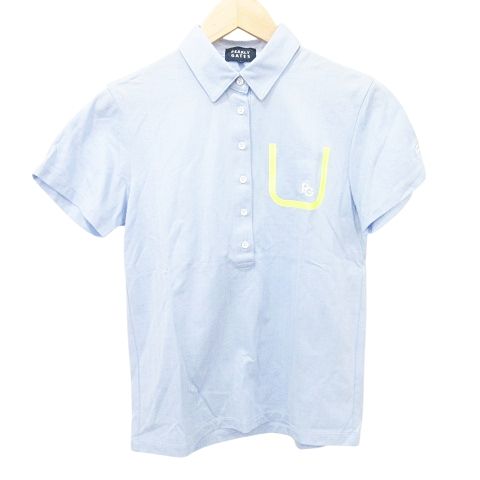 パーリーゲイツ PEARLY GATES 美品 22ss 半袖 シャツ ゴルフ ウエア ストライプ ブラウス 1 水色