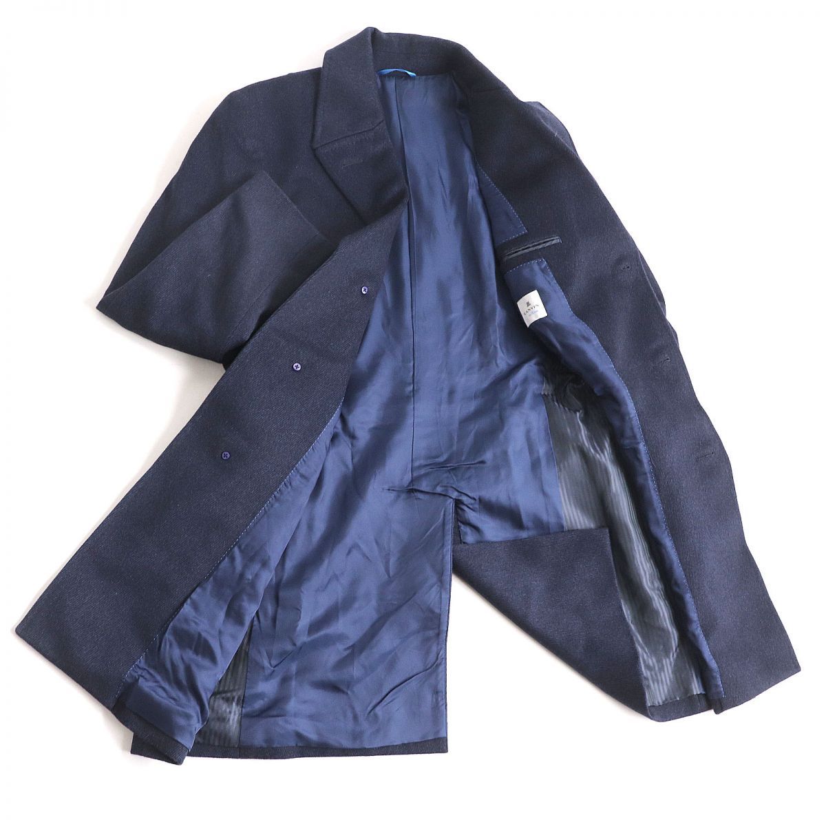 ☆yanchal様専用ページ☆未使用品◇LANVIN en Bleu ランバンオンブルー ロゴボタン 織柄 ウールチェスターコート／ロングコート  ネイビー 48 メンズ 正規品 - メルカリ