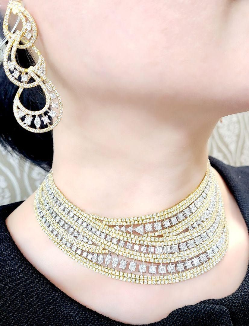 究極のVIP仕様！ 46ct ダイヤモンド K18 ネックレス ピアス セット 