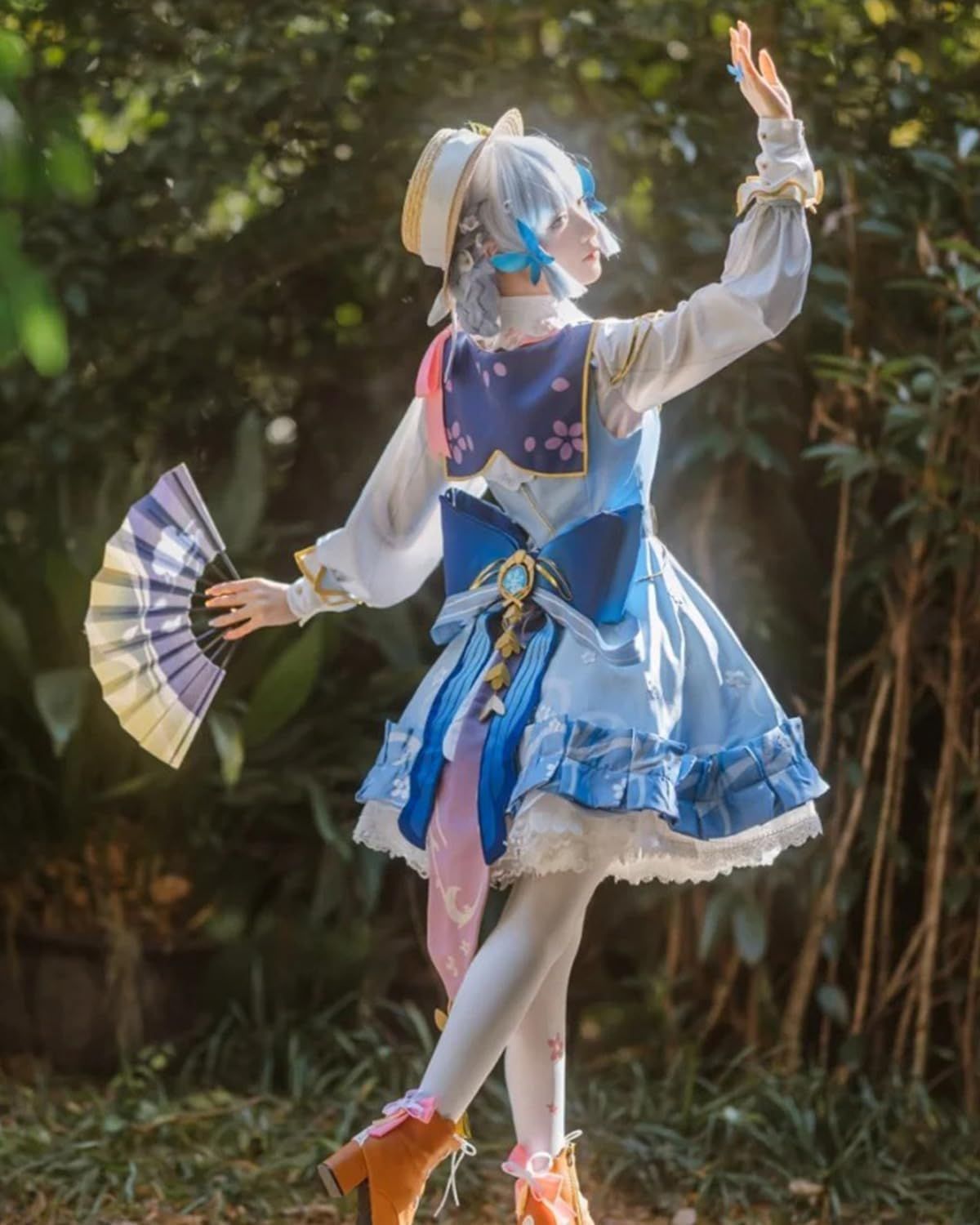 神里綾華 フルセット コスプレ 衣装 ウィッグ 靴 S 三分妄想 扇子 原神