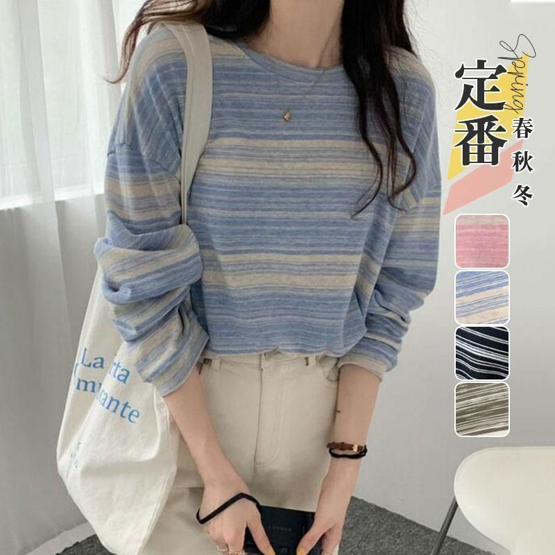 新品 カットソー レディース トップス ボーダー Tシャツ 薄手 春