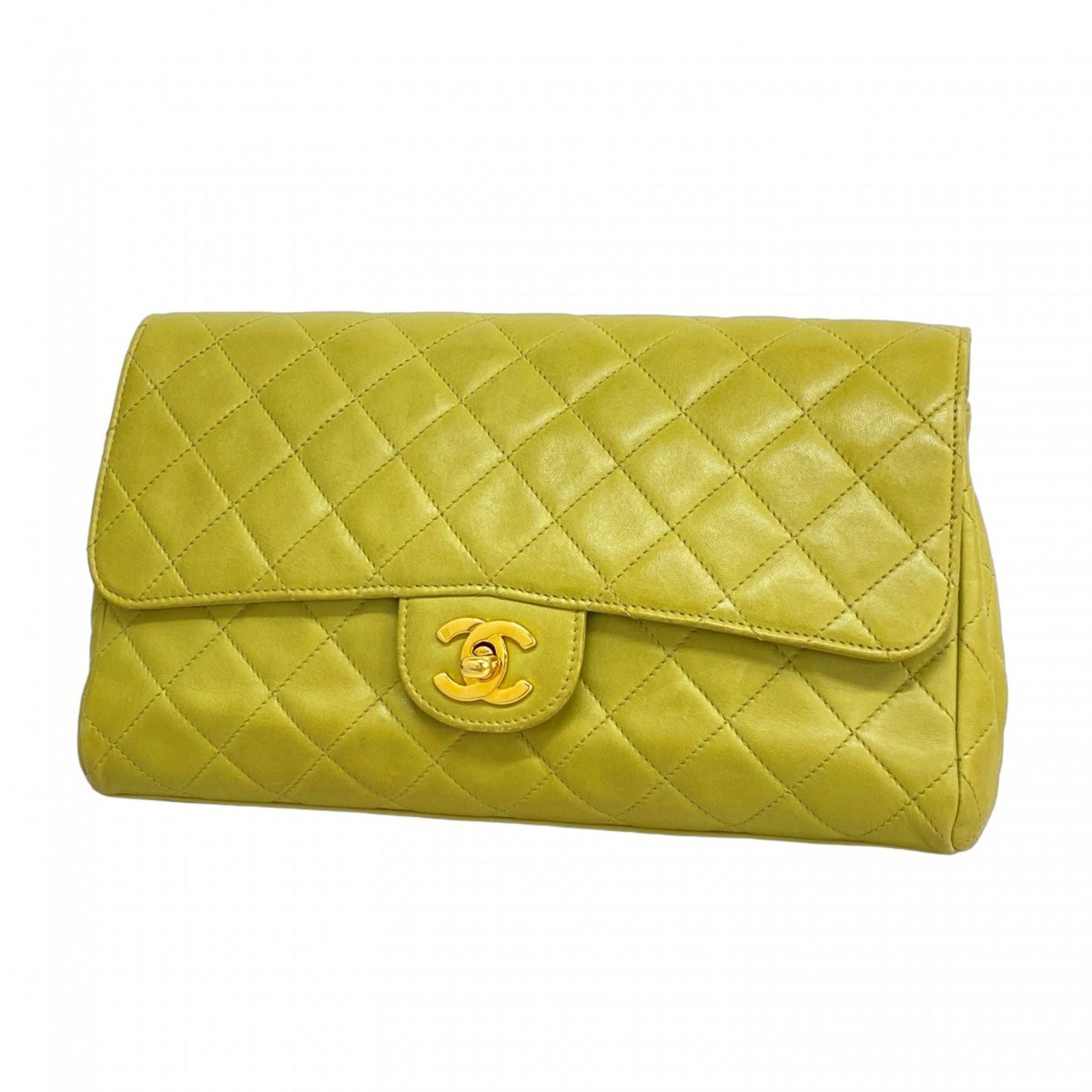 シャネル Chanel シャネル クラッチバッグ マトラッセ ラムスキン グリーン レディース