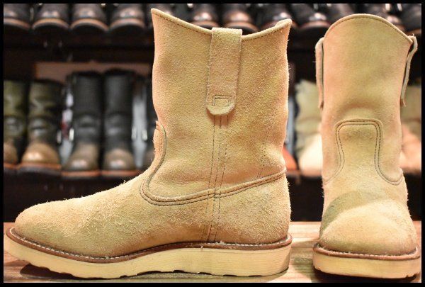 【6E 良品 羽タグ】レッドウィング 8168 スエード ペコス タン ラフアウト ベージュ クッションソール ブーツ redwing HOPESMORE【FA311】