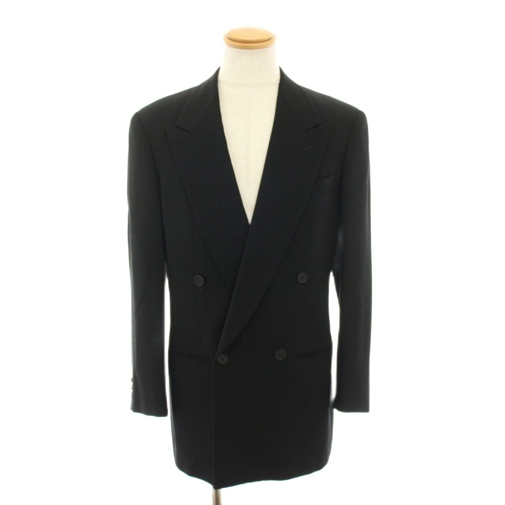 ジョルジオアルマーニ GIORGIO ARMANI レ コレツィオーニ LE COLLEZIONI スーツ セットアップ 上下 テーラードジャケット ダブルブレスト パンツ スラックス 46REG 黒 ブラック 4478 YT