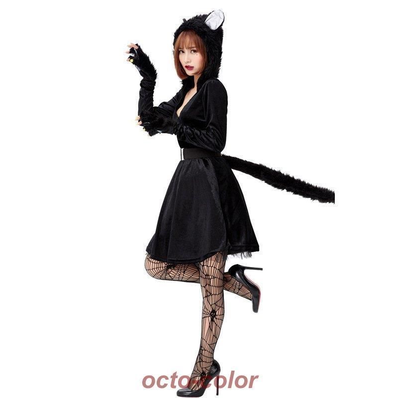 猫耳付きブラックアニマルコスプレ衣装 アニマルコスプレ衣装 猫耳付き