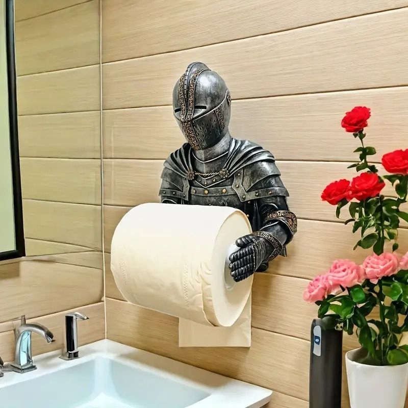 ペーパーホルダー 壁掛け トイレットペーパーホルダー 中世 騎士 樹脂製 ユニーク おしゃれ かわいい インテリア 装飾 ゴシック ハロウィーン バスルーム 4-7