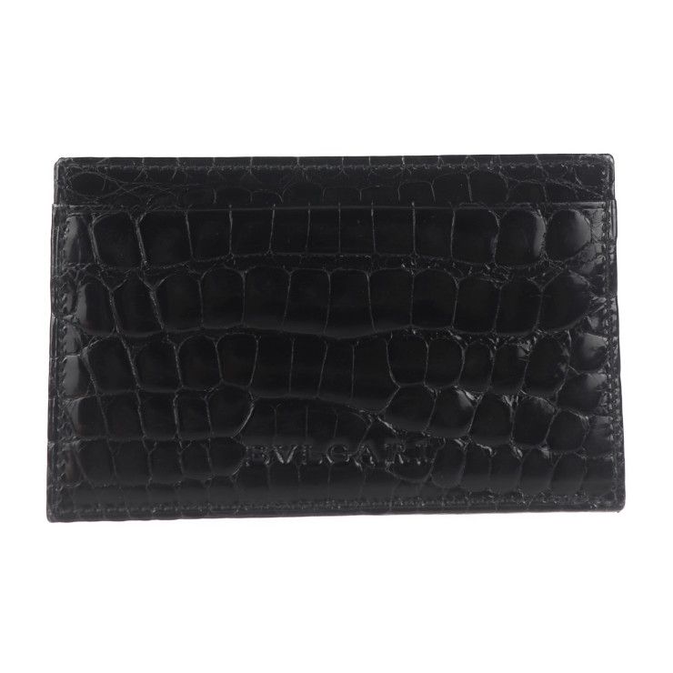 17×10センチ【極美品】ブルガリ　クロコダイル　財布　札入れ　カードケース　ブラック