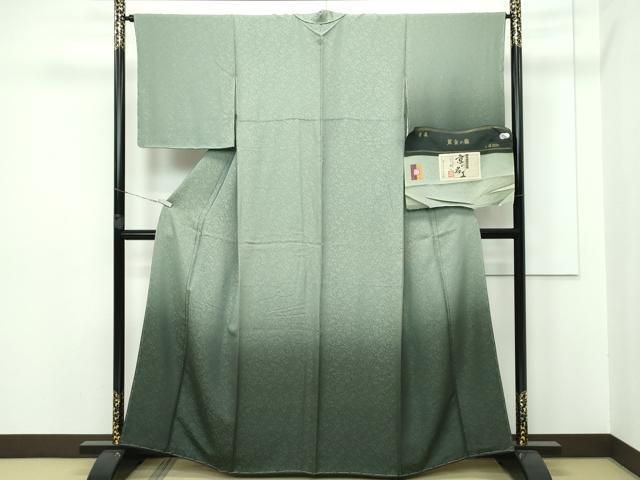 平和屋本店□極上 訪問着 単衣 駒刺繍 藤花房 饅頭菊 黒地