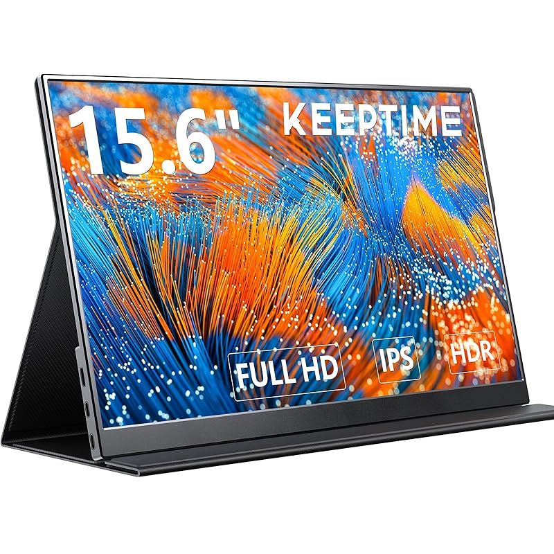 KEEPTIME モバイルモニター 15.6インチ 1920*1080 モバイルディスプレイ ポータブルモニター IPS液晶パネル 非光沢画面 薄型 軽量 マグネット保護カバー付き USB Type-C ミニHDMI PS4|XBOX|Switch|PC| 1