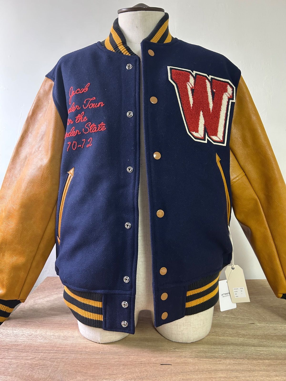 HOUSTON / ヒューストン 51191 MELTON AWARD JACKET(INDIANS) / メルトンアワードジャケット/NAVY / M