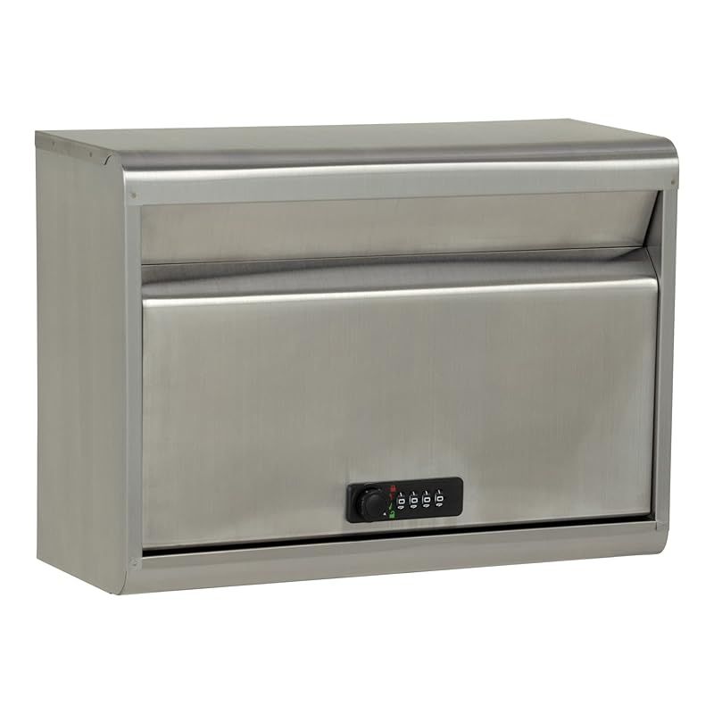 グリーンライフ ポスト 壁掛け ステンレス製 A4サイズ対応 ダイヤル錠 番号変更可 PS-50FD 0