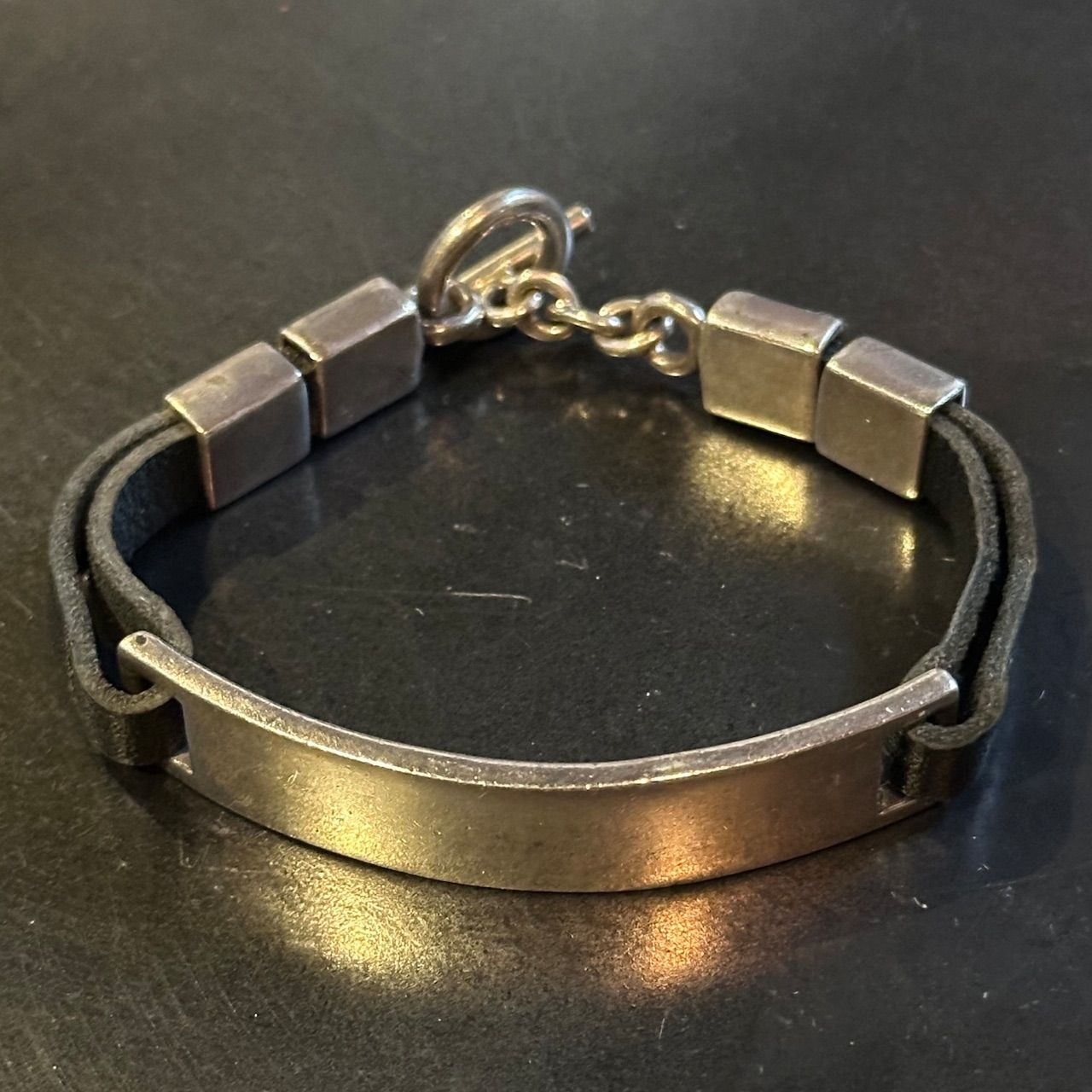 SILVER925 PLATE MANTEL BRACELET/ブレスレット SILVER925 LEATHER PLATE MANTEL BRACELET - メルカリ