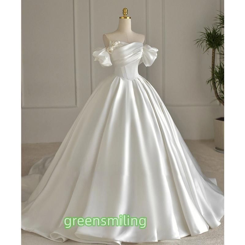 ウェディングドレス ウエディングドレス ロングドレス 二次会 結婚式 前撮り ブライダル 花嫁 オフショルダー プリンセスドレ