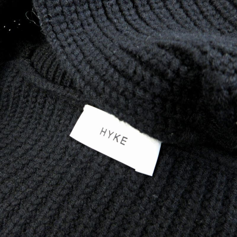ハイク HYKE ハイネック リブニット ベスト  ウールカシミヤ フリンジ 黒 ブラック 0608 IBO73 レディース ハイク HYKE ハイネック リブニット ベスト ウールカシミヤ