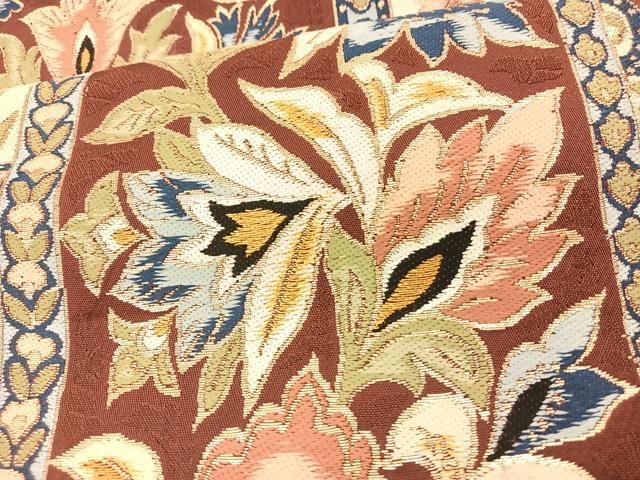 平和屋着物◎六通柄袋帯 唐織 更紗花文 金糸 正絹 逸品