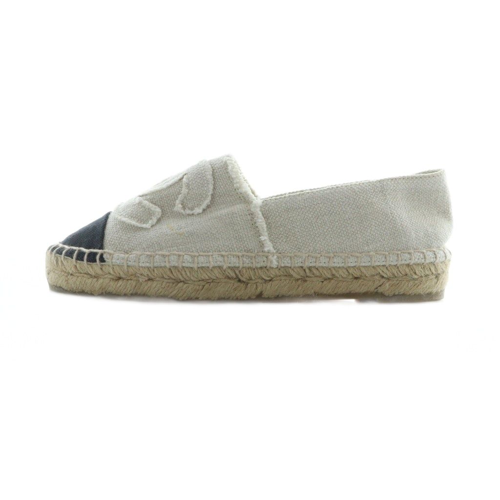 シャネル CHANEL スリッポン ココマーク キャンバス エスパドリーユ ロゴ 35 22.5cm 白 ホワイト GY40 MQ OH