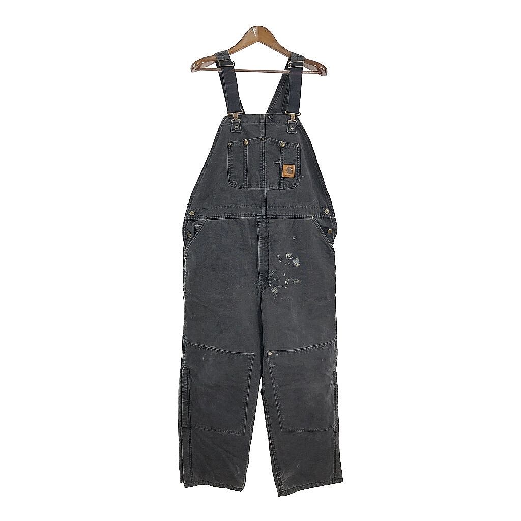 Carhartt カーハート ダック ダブルニー ビブオーバーオール 大きいサイズ ブラック (メンズ W44 L30) 中古 古着 S5670