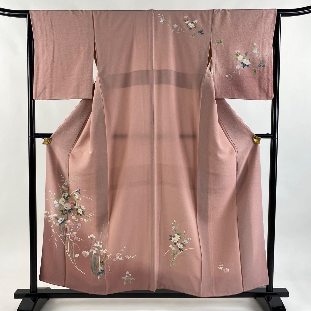 付下げ 身丈156.5cm 裄丈64.5cm M 袷 草花 枝梅 染め分け ぼかし