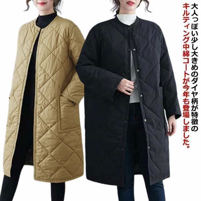 ガーベラ　 ウール×中綿キルティング ノーカラーロングコート ノーカラー キルティング ロング ノーカラー 膝丈 レディース 冬