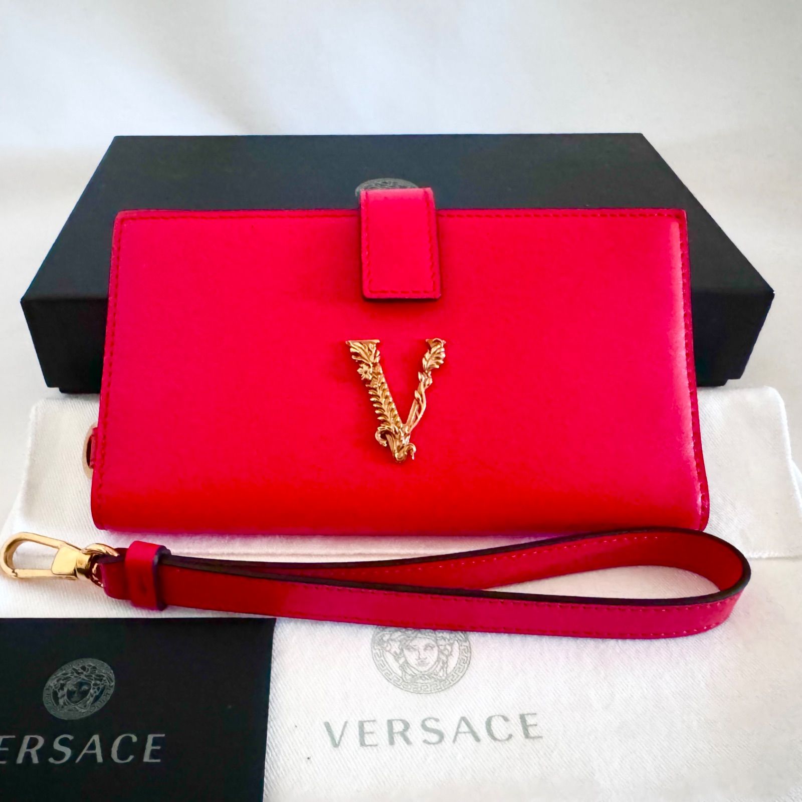 新品同様 / 鑑定済】ヴェルサーチ VERSACE Virtus 長財布 箱・保証書 