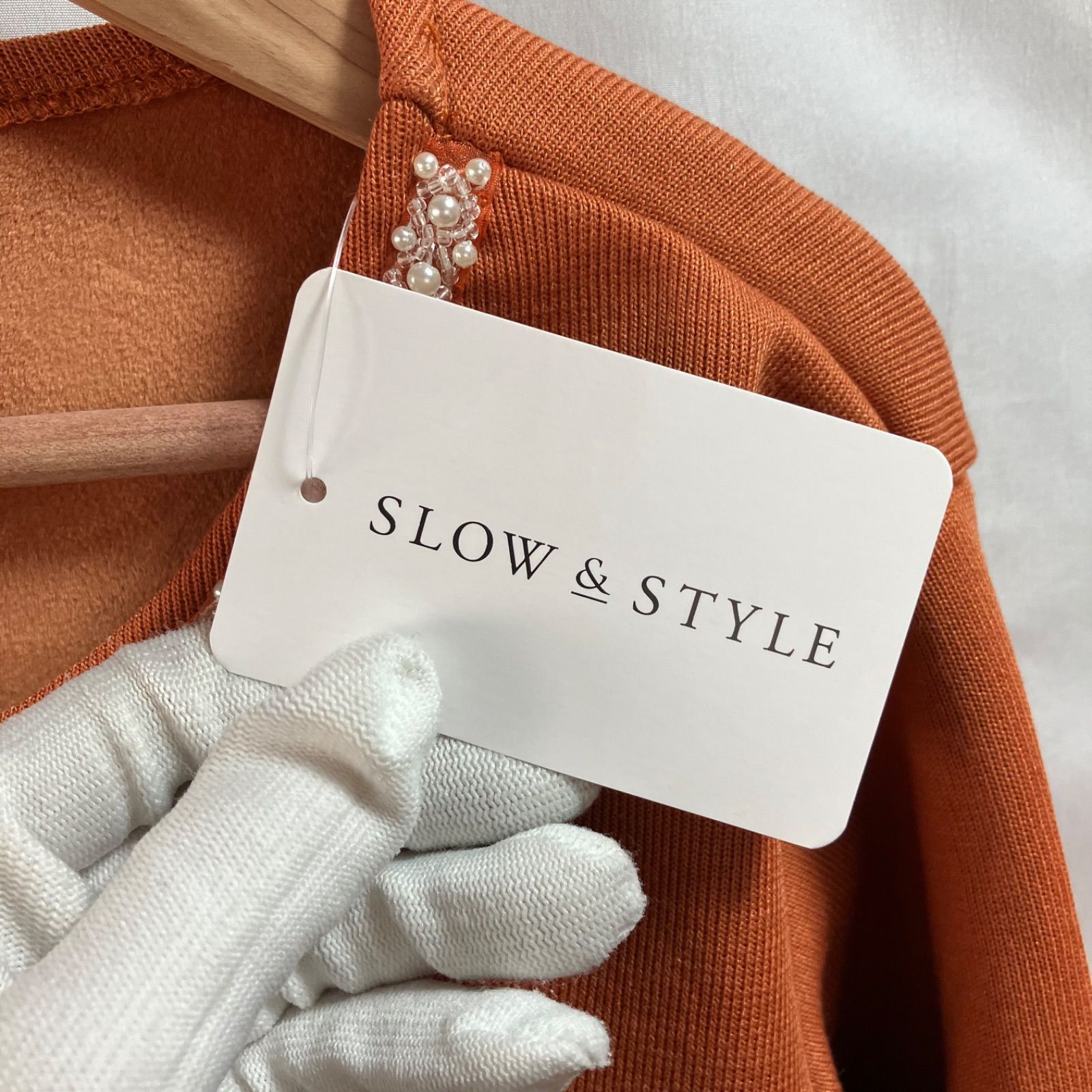 z221 【未使用タグ付き】SLOW&STYLE チュニック トレーナー オレンジ