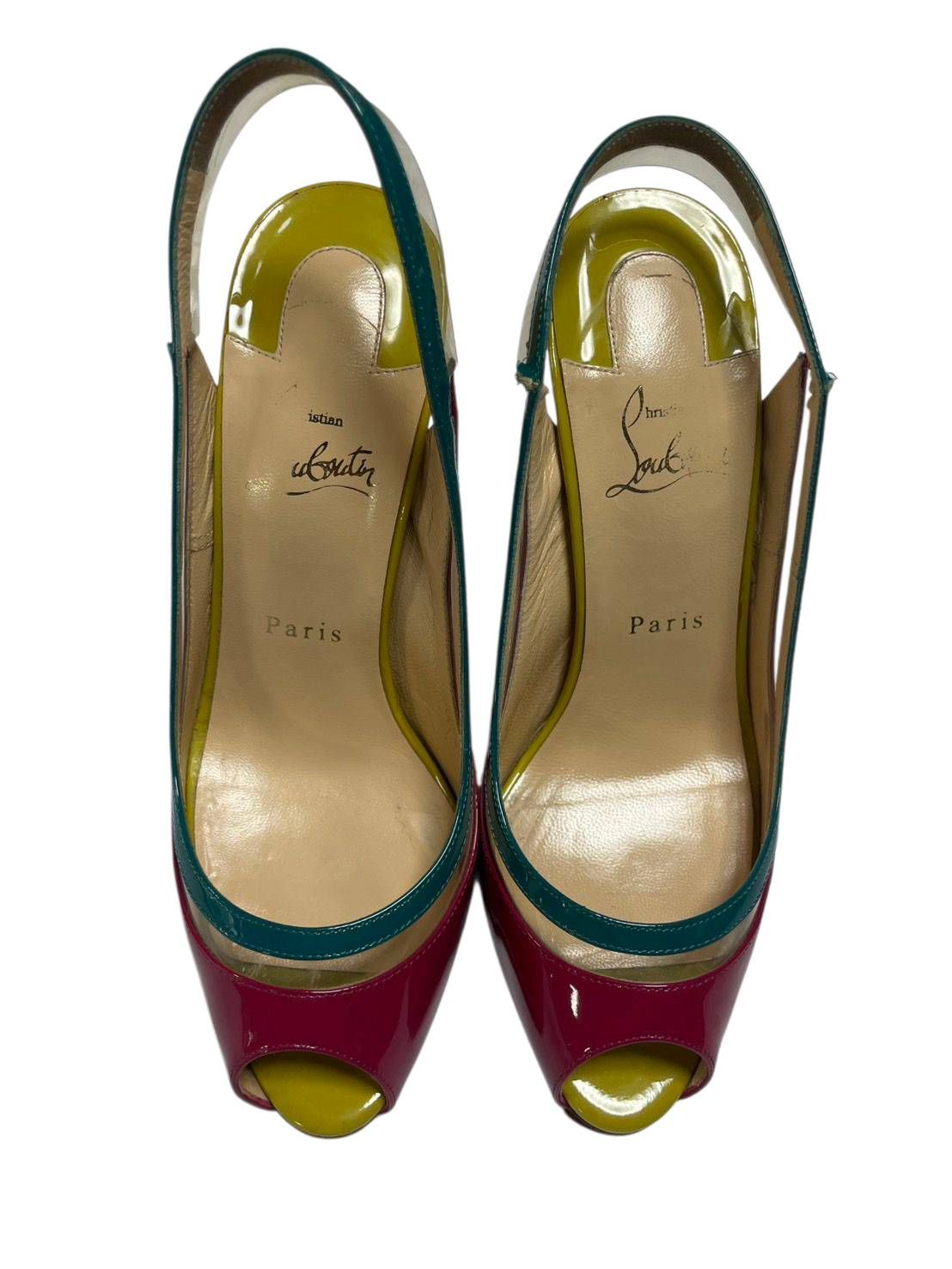 美品❤箱付き☆クリスチャンルブタン マルチカラー ラメ オープントゥパンプス 新品未使用 Christian Louboutin オープントゥ マルチカラー