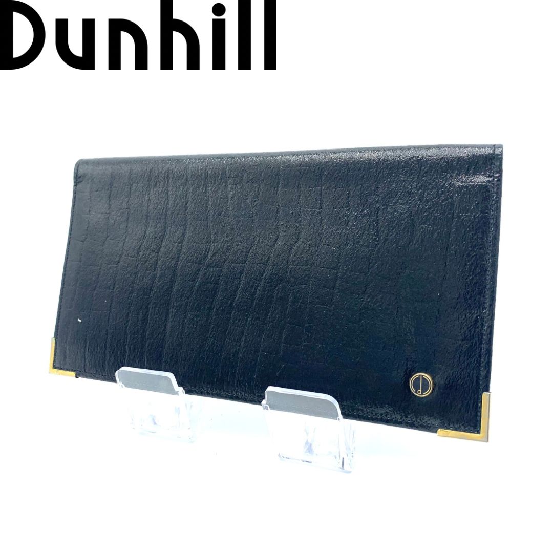 良品✨Dunhill ロゴ レザー ゴールド金具 ウォレット 札入れ 二つ折り 長財布 ブラック - メルカリ