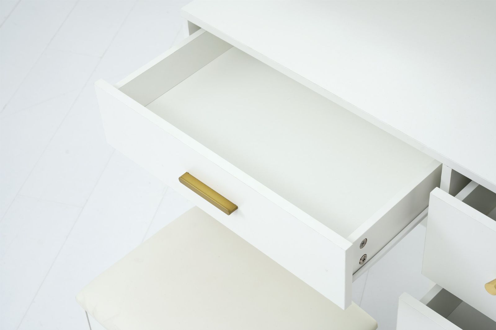 ナチュラル｜ドレッサー化粧台｜LED照明付き｜大容量引き出し｜スツール付き N504P191529A