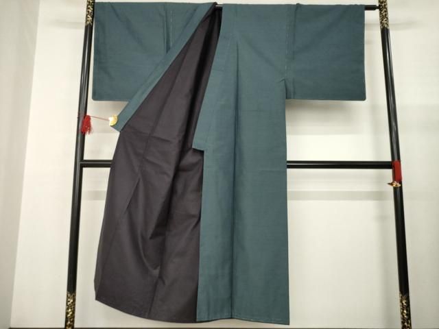 平和屋着物●男性 本場大島紬 アンサンブル 格子 反端付き 正絹 AABB1976ck