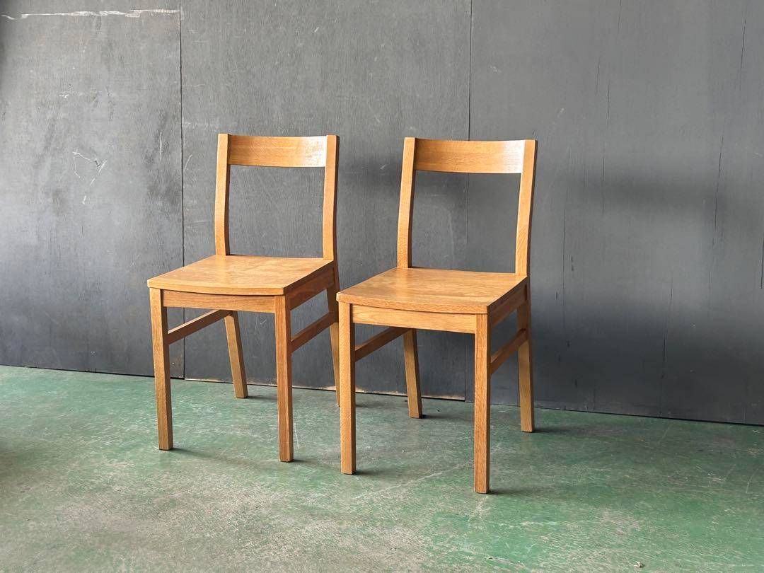 良品計画　オーク材　無垢材　シンプル　ナチュラル　ウッドチェア 2脚セット　SZ 良品計画 オーク材 無垢材 シンプル ナチュラル ウッドチェア 2