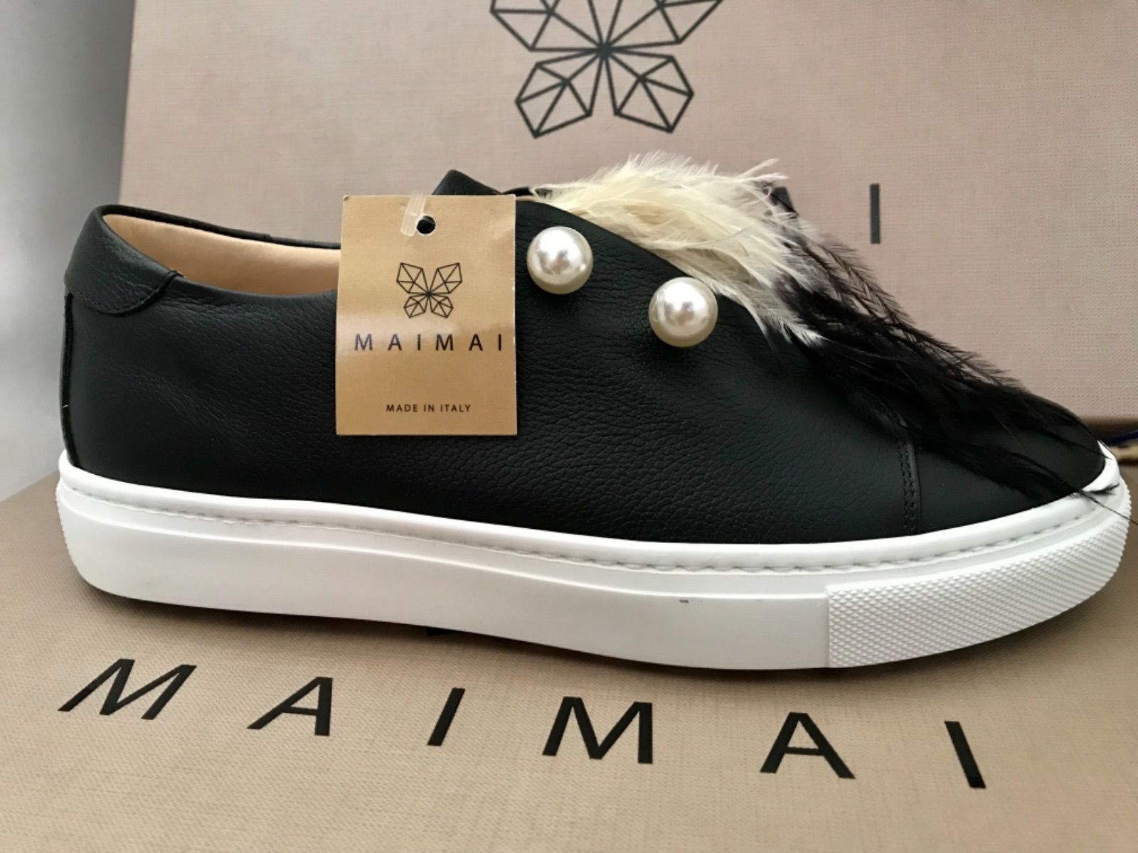 ☆水鳥気分☆メゾン品質☆MAIMAI マイマイ水鳥羽スニーカー未使用 