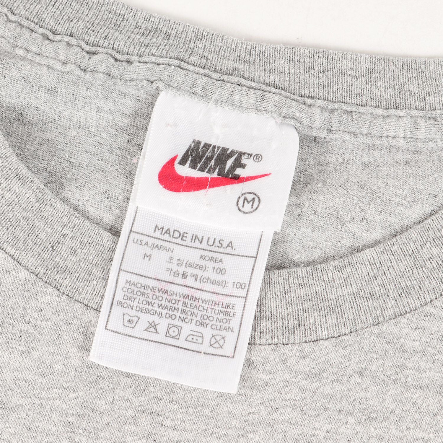 NIKE ナイキ Tシャツ サイズ:M 90s 白タグ swooshロゴ クルーネック