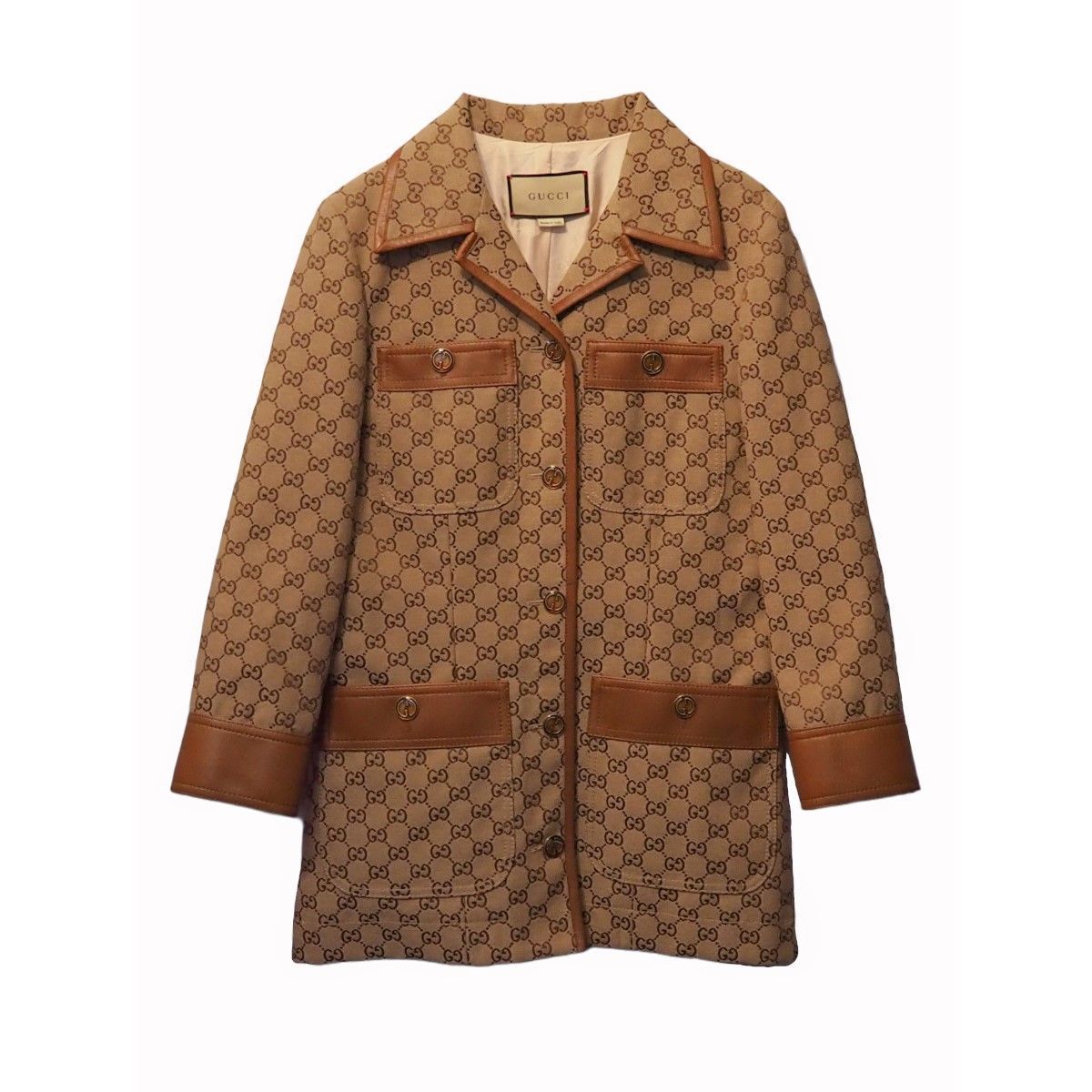 中古】GUCCI グッチ GGキャンバス ジャケット ウェブストライプ ベルト 