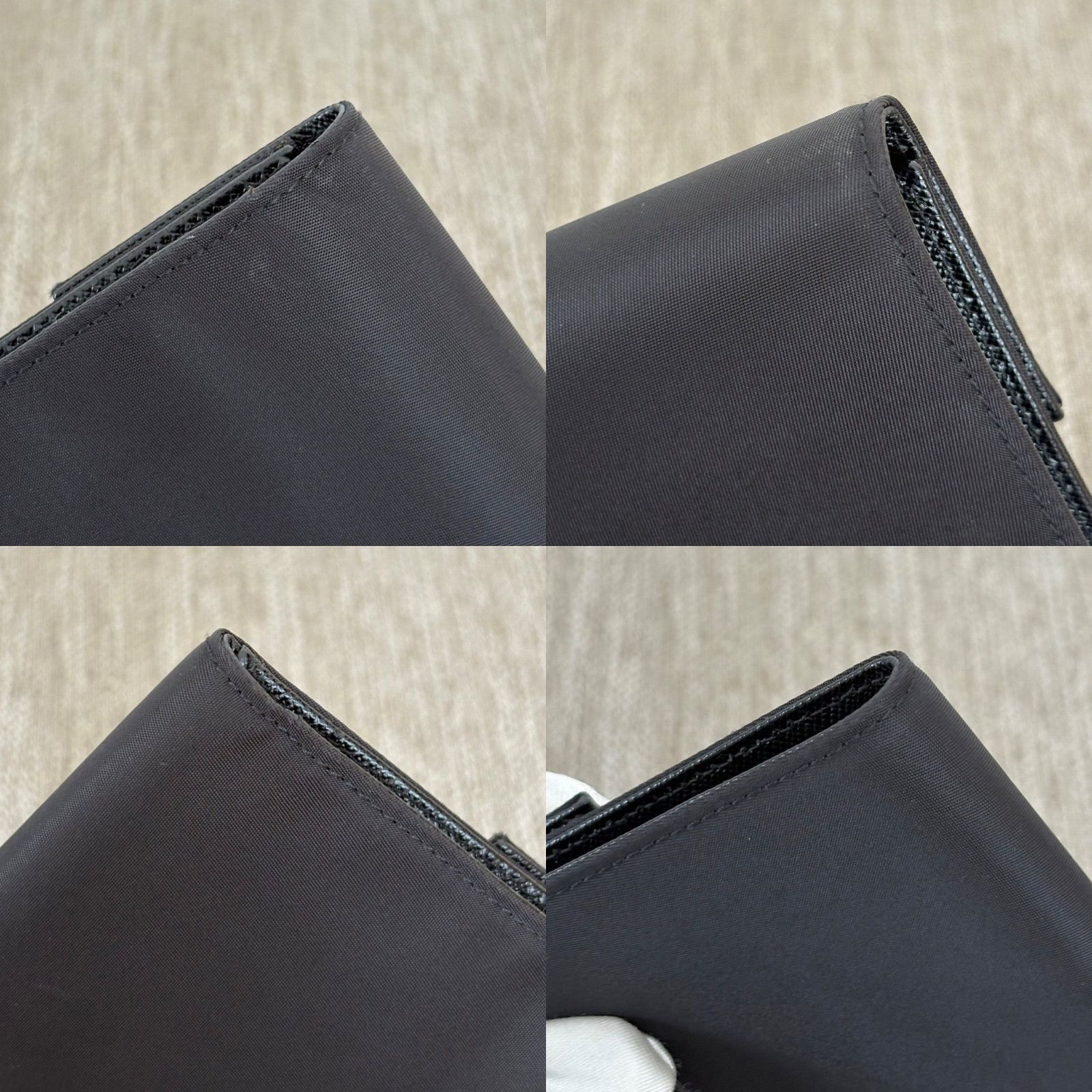 プラダ ナイロン ブラック コンパクトウォレット 三つ折り財布 三角プレート PRADA プラダ 三角ロゴプレート 三つ折り財布 ブラック ナイロン
