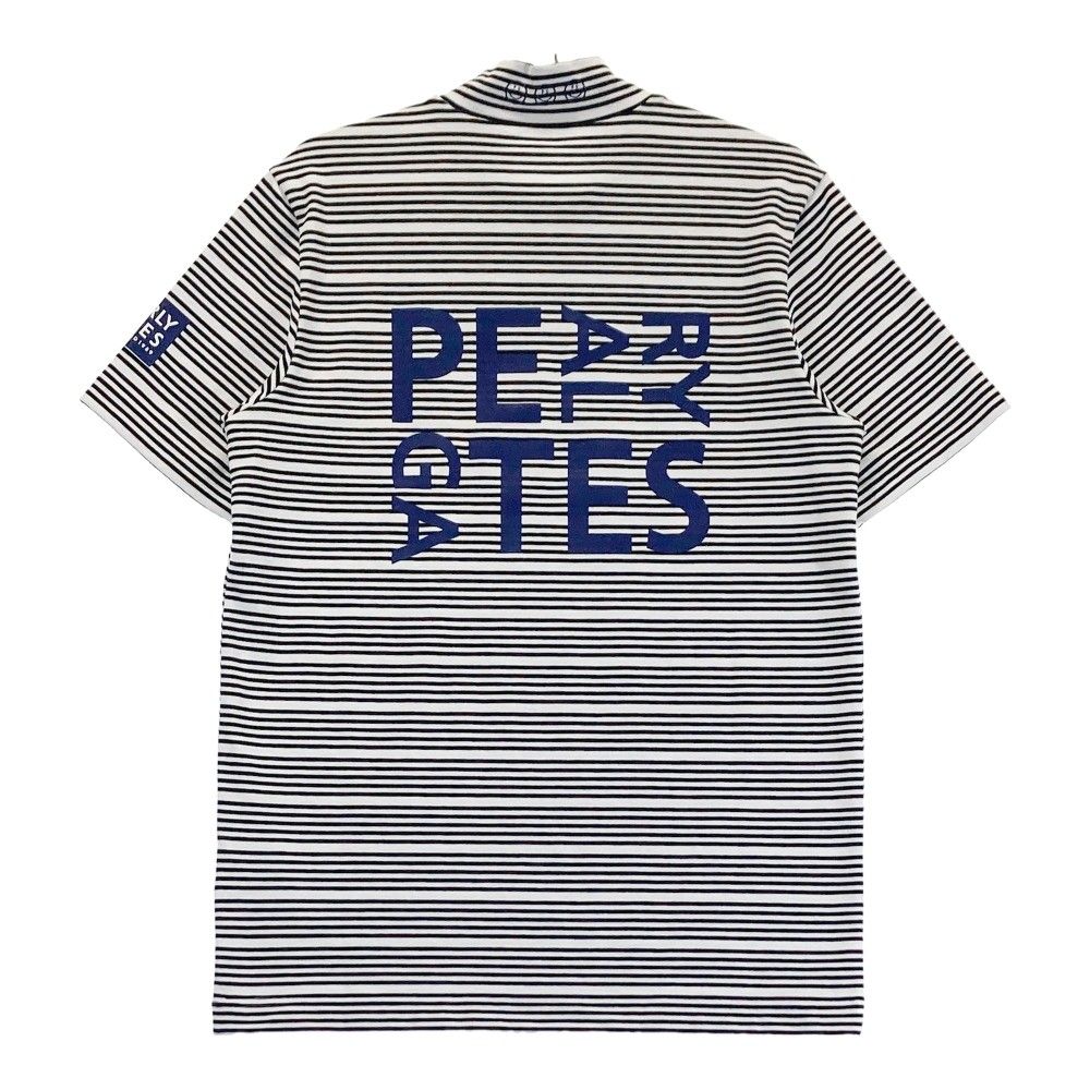 サイズ 4 PEARLY GATES パーリーゲイツ モデル ハイネック 半袖Tシャツ ニコちゃん ボーダー柄 ブラック系 240101210878 ゴルフウェア メンズ ストスト