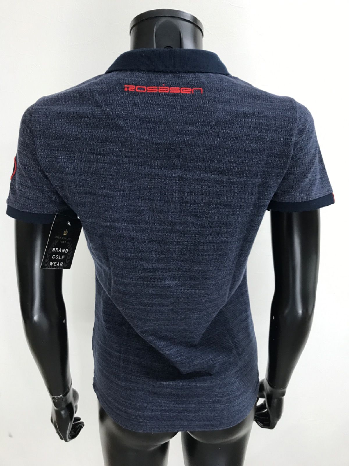 USED】ROSASEN ロサーセン 綿 半袖 ポロシャツ ロゴ刺繍 ネイビー 紺