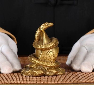 蛇 小size 金運 銅製 置物 縁起物 巳年 弁財天 財運 開運 開店祝い 金運 アップ グッズ風水 玄関 幸運