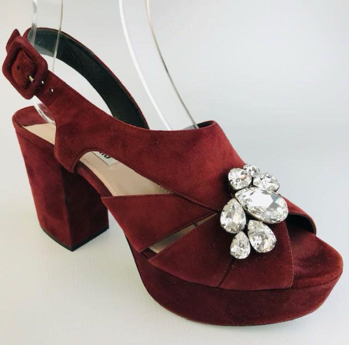 miumiu・ミュウミュウ☆レディース スエードレザー クリスタルビジュー  