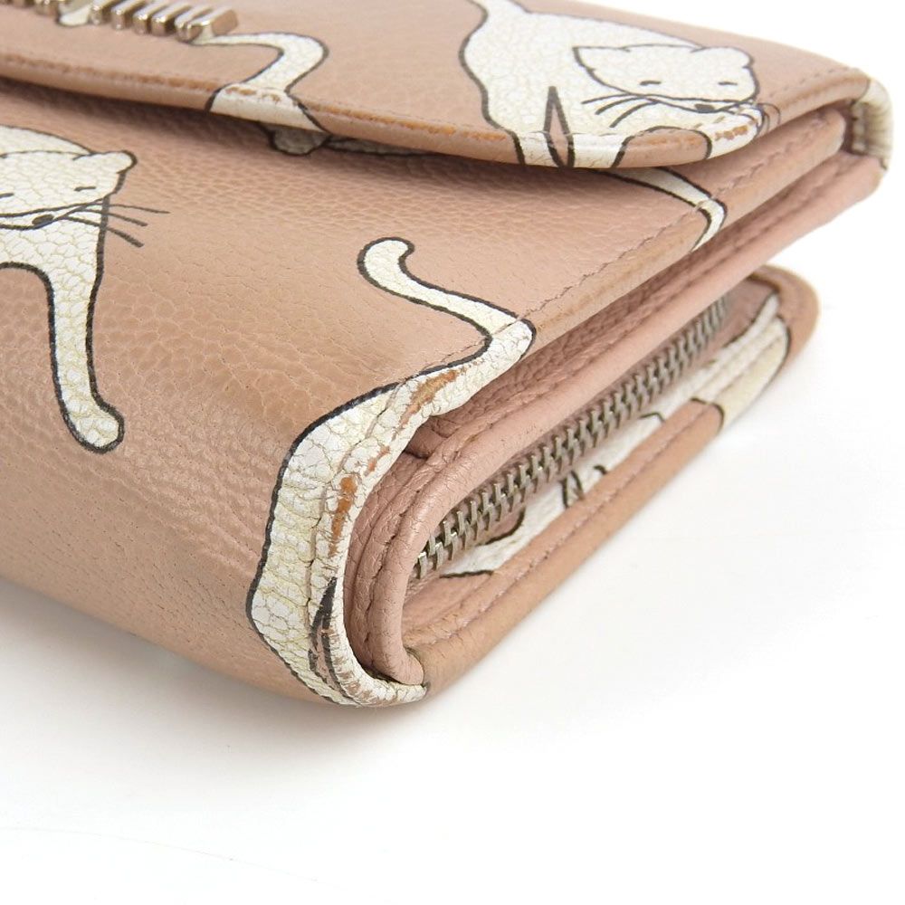 本物保証】 ミュウミュウ MIUMIU 猫柄 ネコ キャット ホック付 三