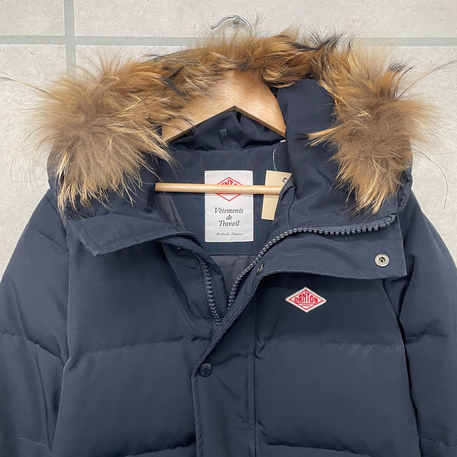 DANTON ダントン ダウンコート ダウンジャケット タヌキファー 紺 36